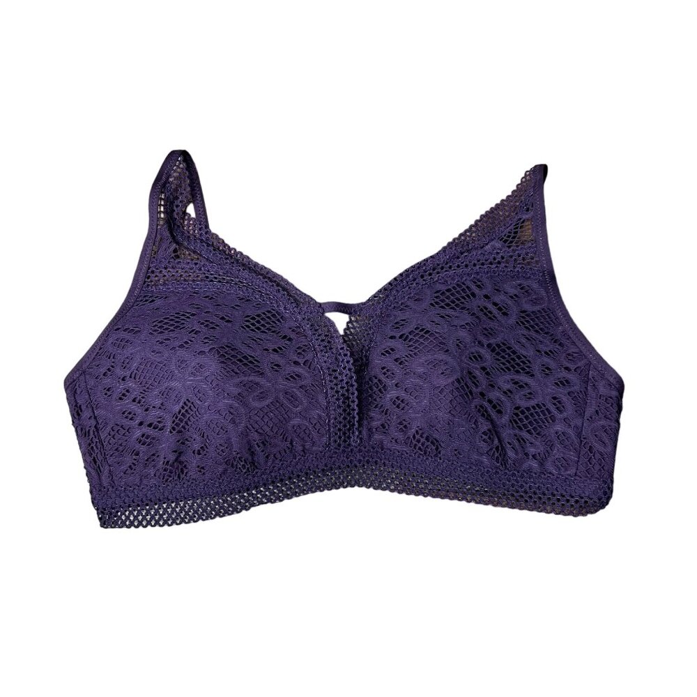NWOT BECCA by Becca Virtue Purple‎ Crochet Bikini Top Adjustable Tie Back 2X